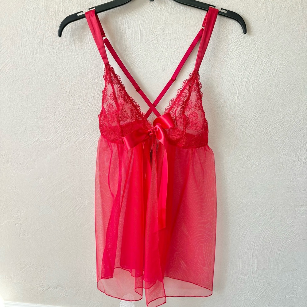 Victoria’s‎ Secret Red Lace Sheer Babydoll Lingerie
